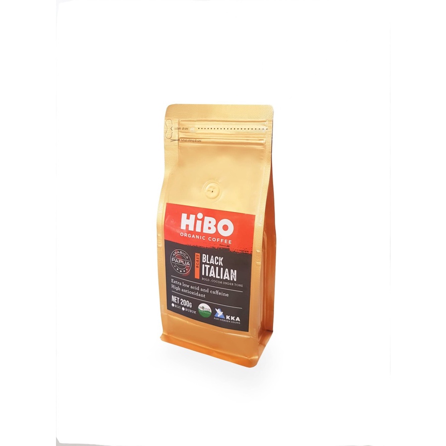 Hibo, Organic Coffee Bean (Biji Kopi Organik) Black Italian 200gr