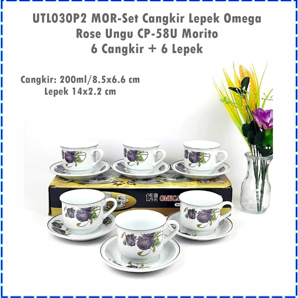 UTL030P2 Set Cangkir Lepek Omega Rose Ungu CP-58U Morito