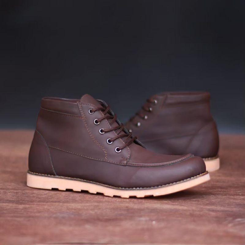 XSHOESBDG.ID Sepatu Boots Pria Formal Vintage Semi Kulit Best Seller Kerja Santai Kuliah Fashion