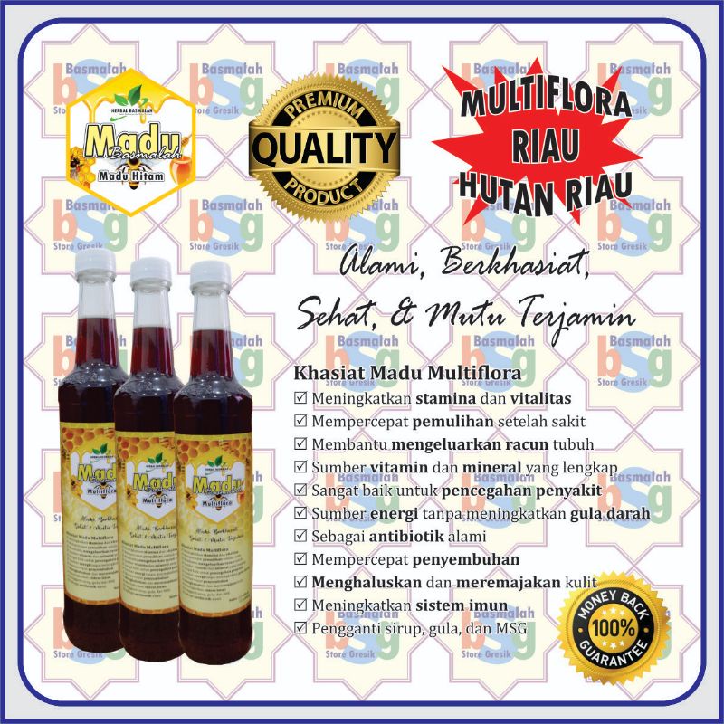 

Madu Multiflora Super Riau Full Nektar 630 Gram Murni Asli 100% - Madu Basmalah