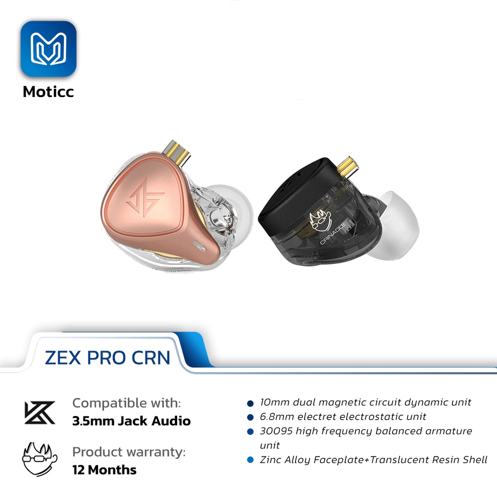 KZ ZEX Pro x CRN with Mic Electrostatic+Dynamic+Balanced Earphone