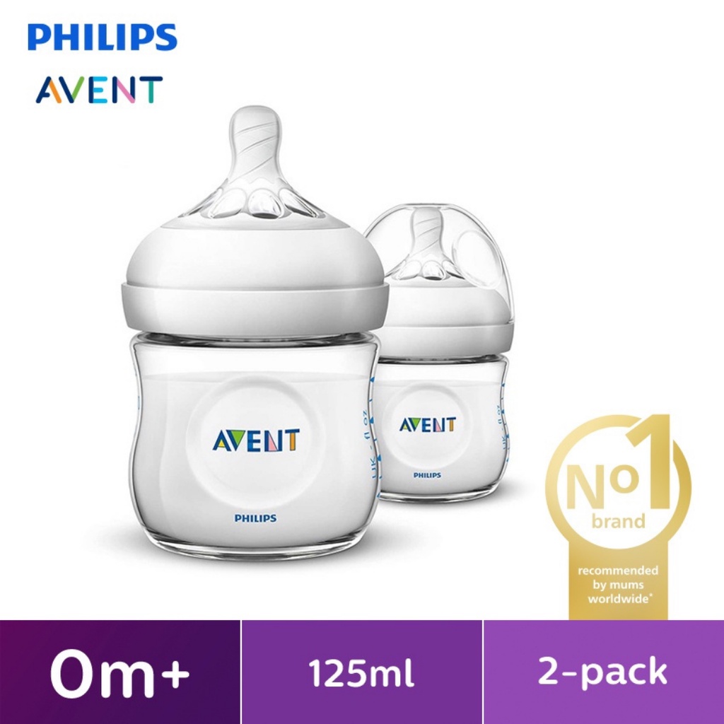 Botol susu bayi Avent Philips Natural Bottle 125ml Isi 2 Twin