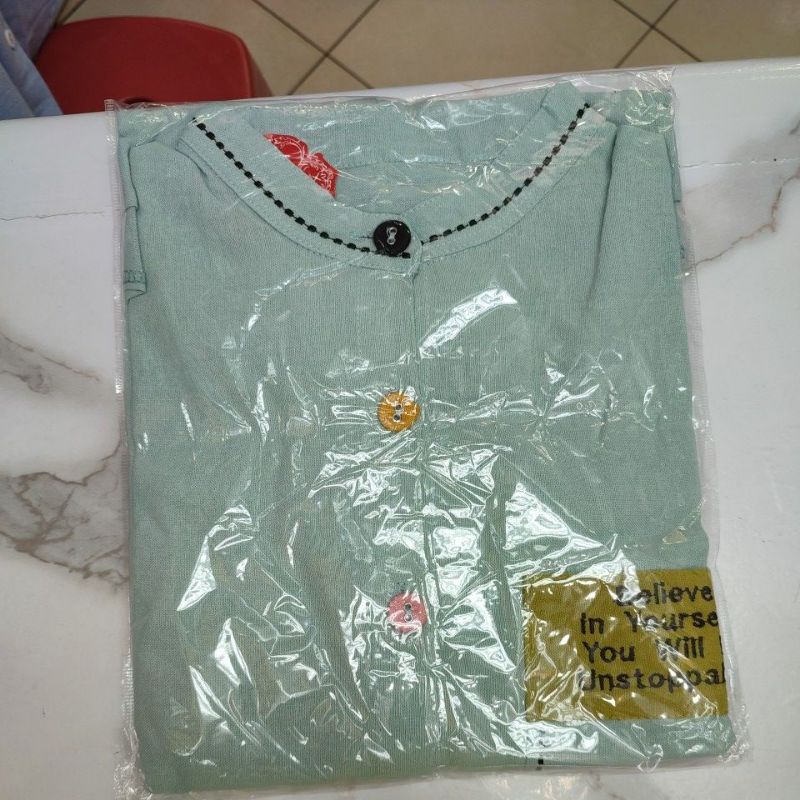 kemeja wanita /kerah sanghai/new model/bahan premium import/termurah/terkeren-biru telor asin 2429