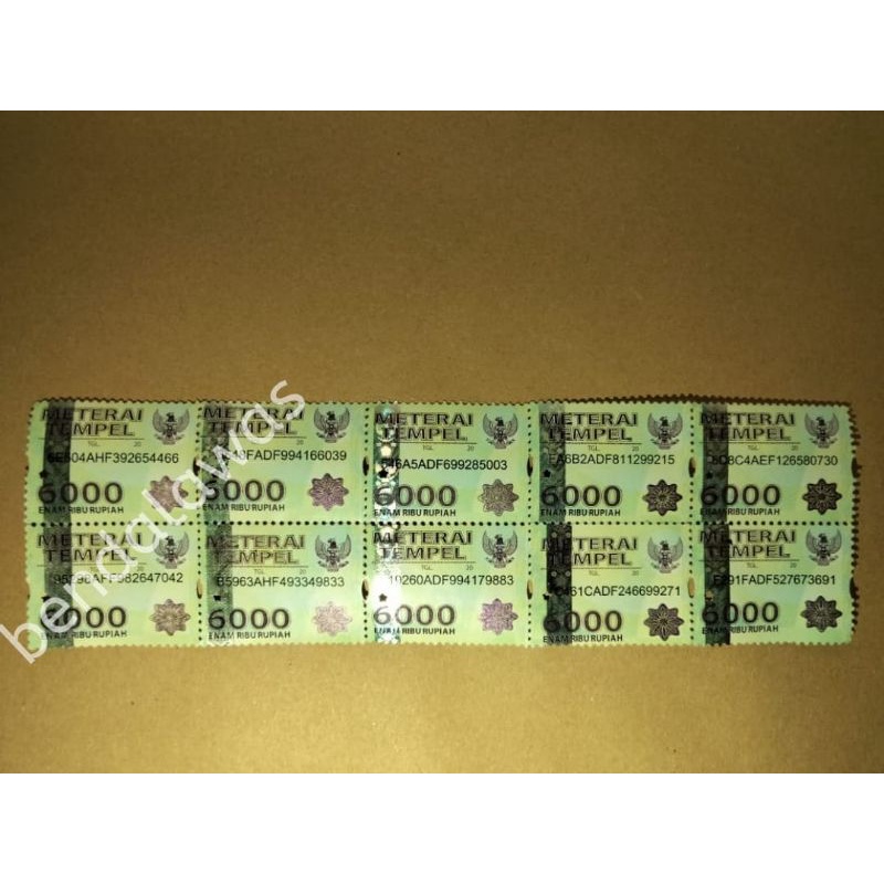 materai 6000 2015 2016 2017 2018 2019 2020