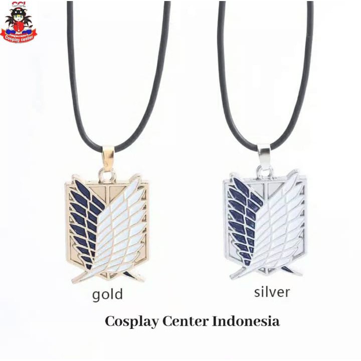 [Bisa COD] Kalung AOT Anime Attack On Titan Bahan Metal Cosplay Warna Silver Hitam