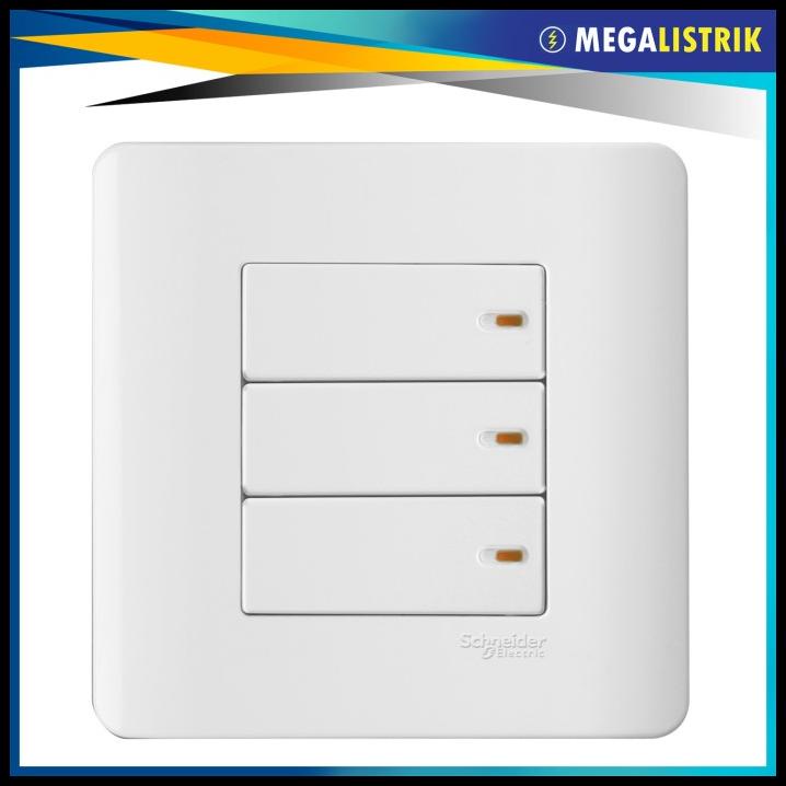 SAKLAR - SCHNEIDER SAKLAR TRIPLE / TRIPEL HOTEL 3 GANG 2 ARAH ZENCELO PUTIH