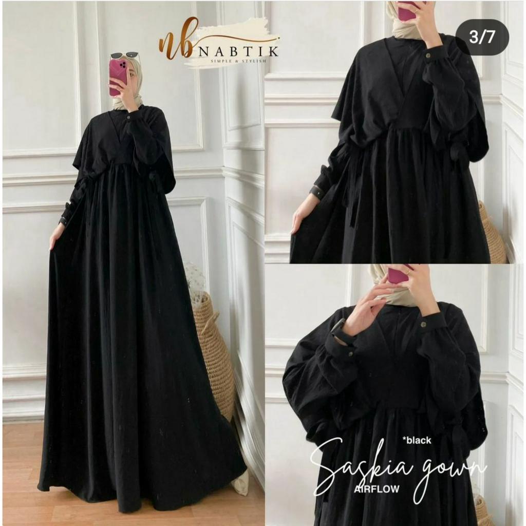 Ukuran 5L XXXL XXL XL L M S | Bahan Cey airflow crinkle premium | Saskia maxi big size