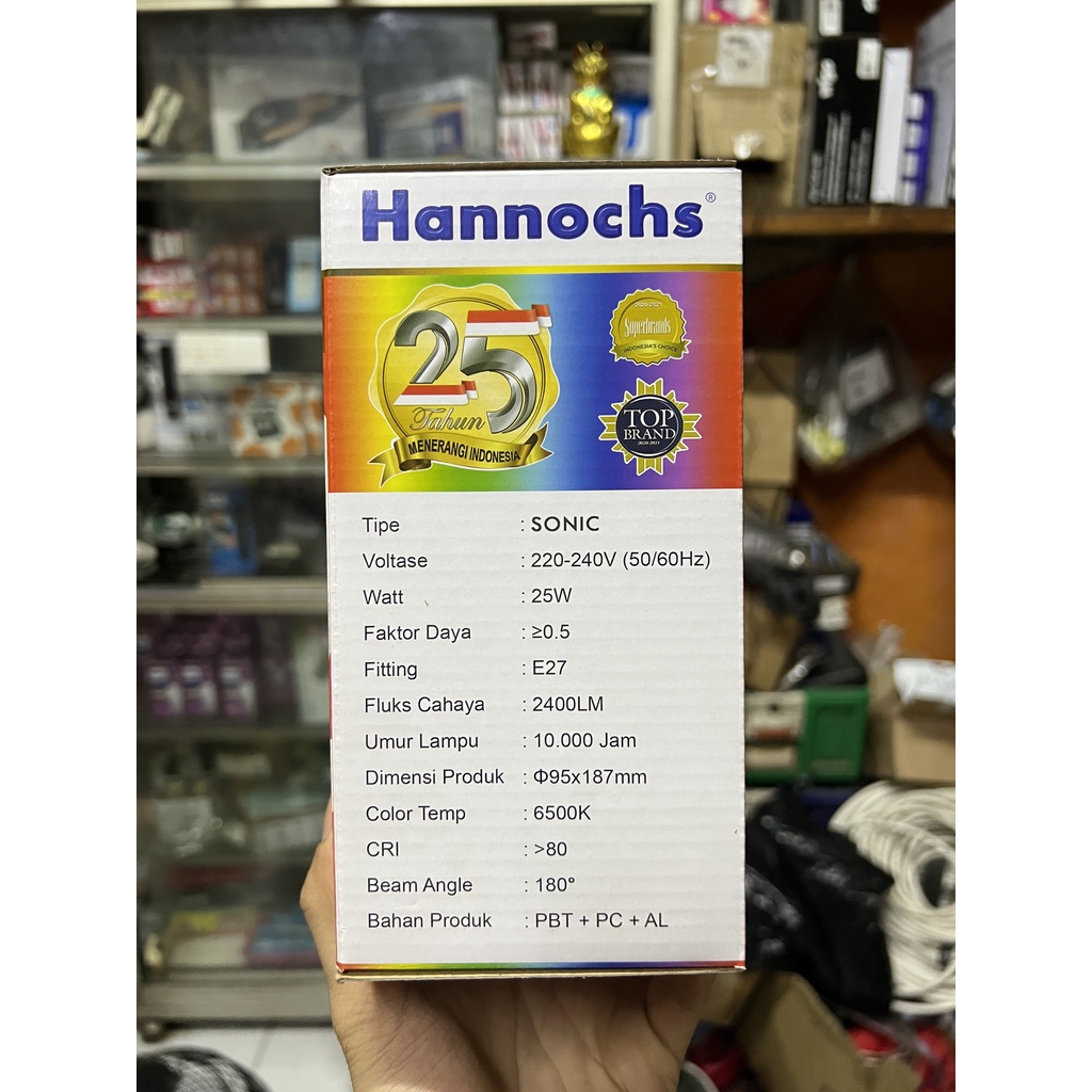 LAMPU LED HANNOCHS SONIC 25W 25 WATT CAHAYA PUTIH 6500K COOL DAYLIGHT