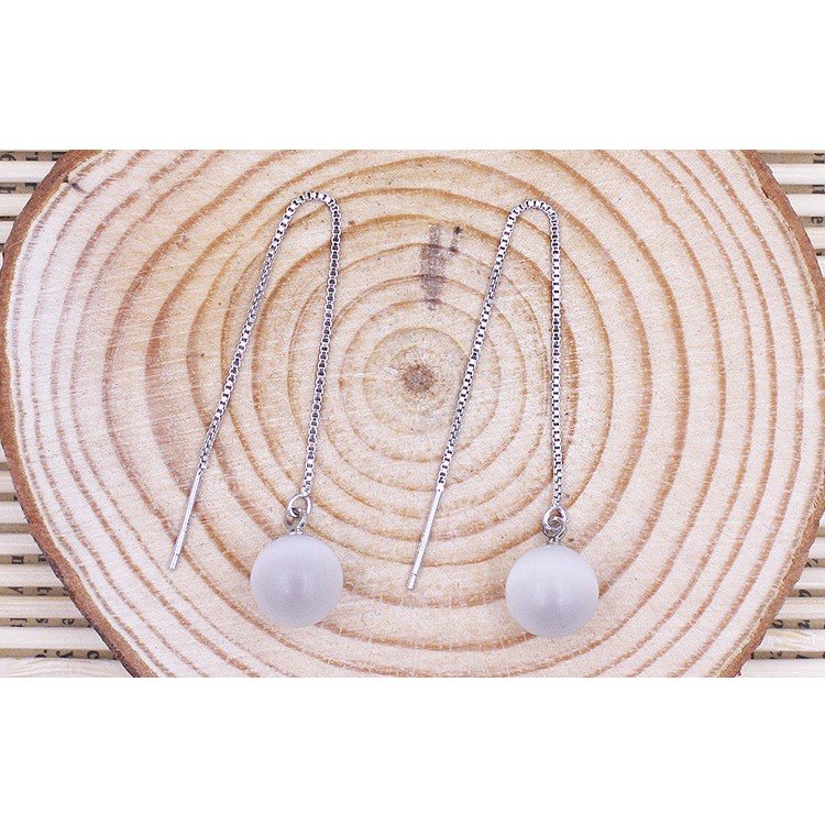 925 Perak Anting-Anting Wanita Gaya Korea Mutiara Merah Batu Akik Hitam Ornamen Bunga-B