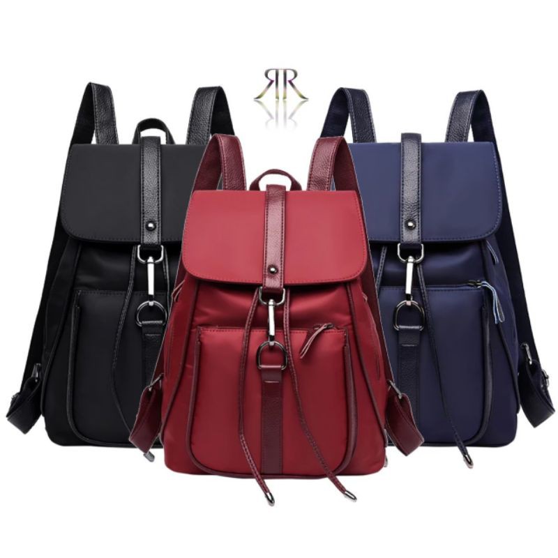 TAS RANSEL WANITA ANTI AIR MODEL KOREAN STYLE BACKPACK  MULTIFUNGSI KERJA SEKOLAH KULIAH BAHAN NYLON