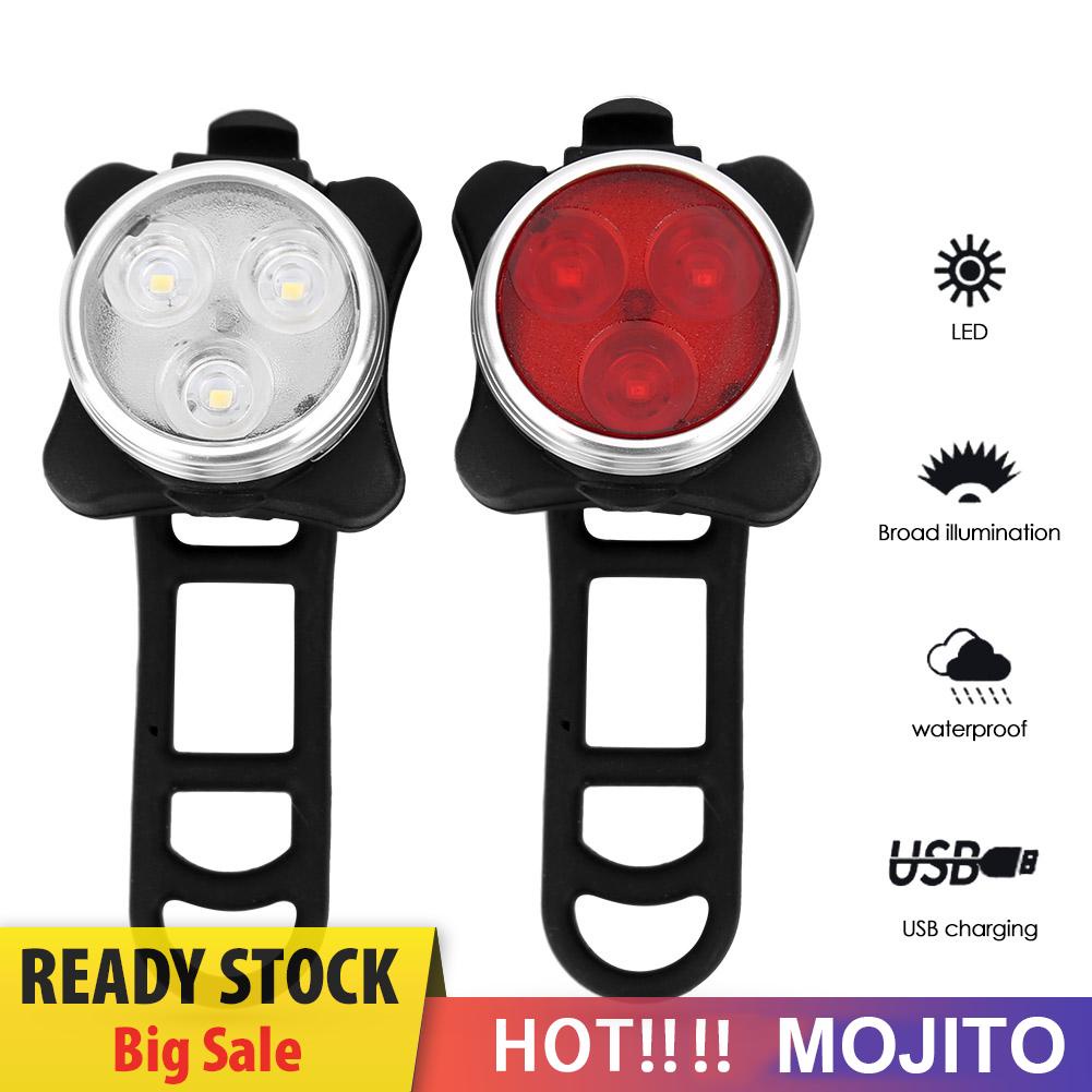 Set Lampu Depan + Belakang Sepeda Gunung Mtb Led Charge Usb