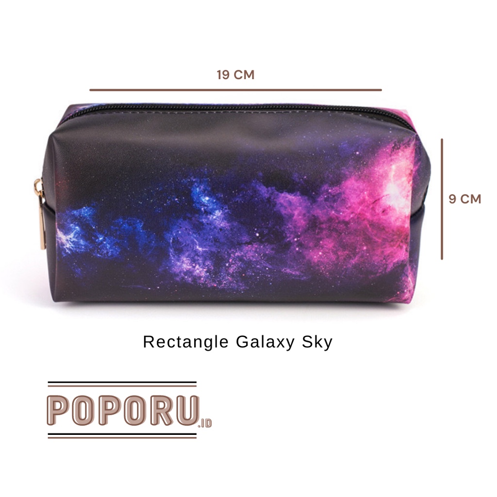 POPORU GALAXY SKY black pouch 3 types - cosmetics bag organizer for make up - tas tempat kosmetik