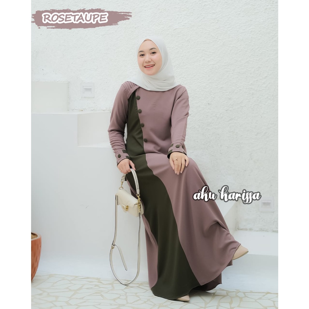 DRESS FAZILA dan HASNA AKU KARISSA ORIGINAL terbaru polos model kancing cantik