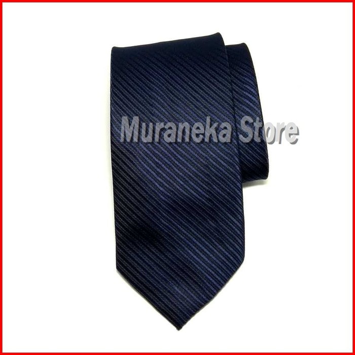 Dasi Panjang Pria Formal BIRU NAVY Dongker Salur Lebar 3 Inch Motif Garis Kerja kantor Kemeja 7-8 cm