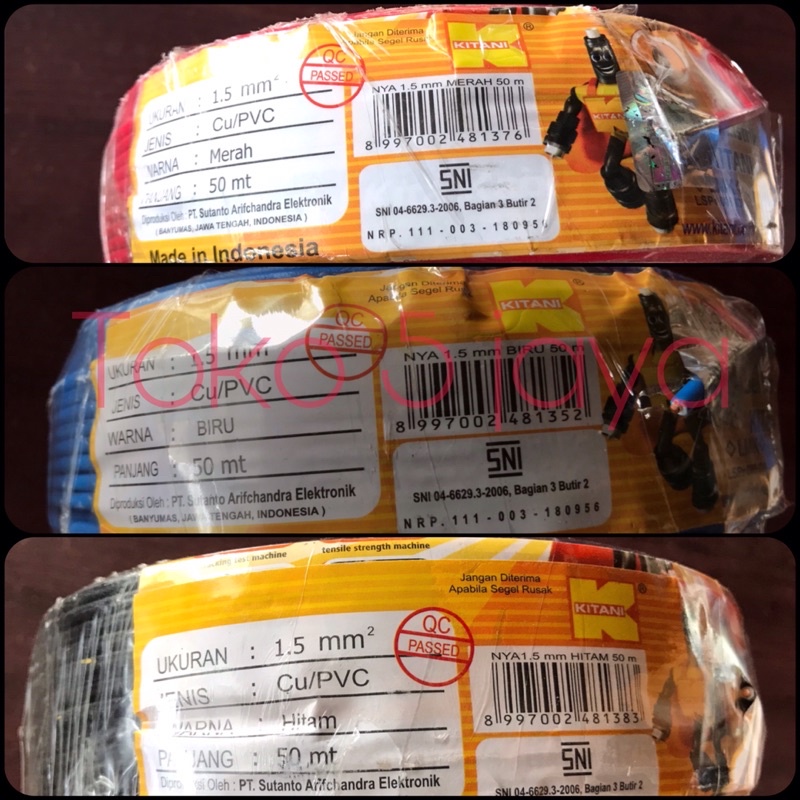 kabel NYA 1,5 kitani / kitani original 100% / kabel kitani NYA 50 meter