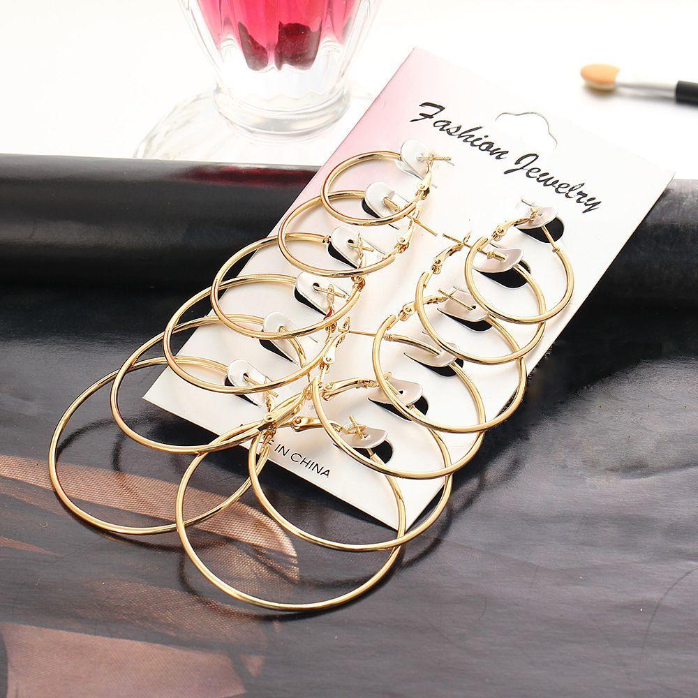 Wonder 6pasang/Set Anting Hoop Set Perhiasan Punk Pesta Unisex