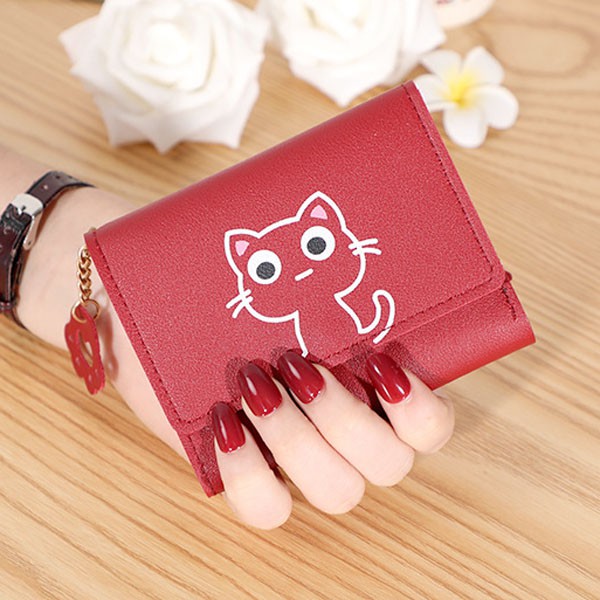 Dompet Lipat Wanita Import Karakter Kucing Lucu Cantik / Dompet Lipat Impor Korea Unik / TV-7