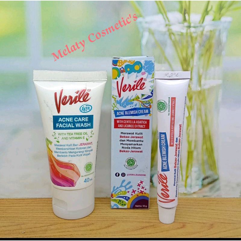 Jual VERILE Facial foam&Verile Acne gel+acne Blemish cream | Shopee