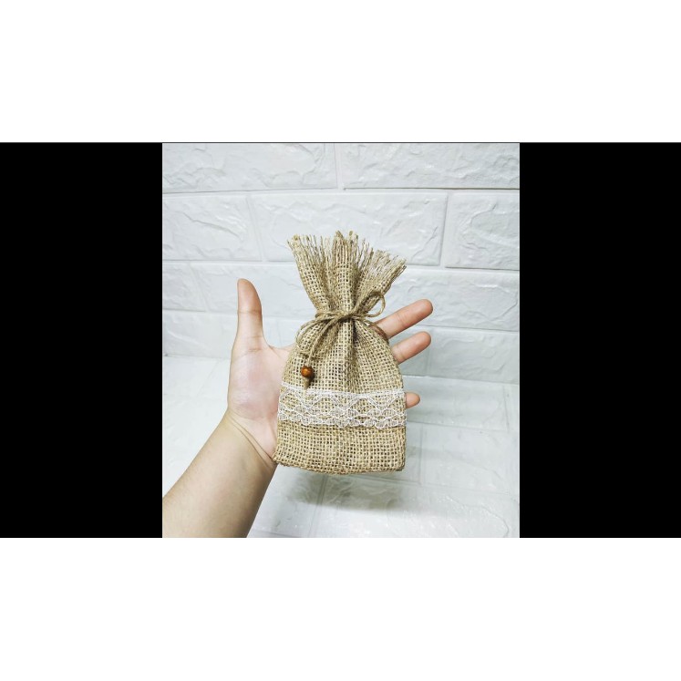 

Kantong Receh Handmade Souvenir Married Burlap Money Bag Unik Cantik Kekinian Vintage