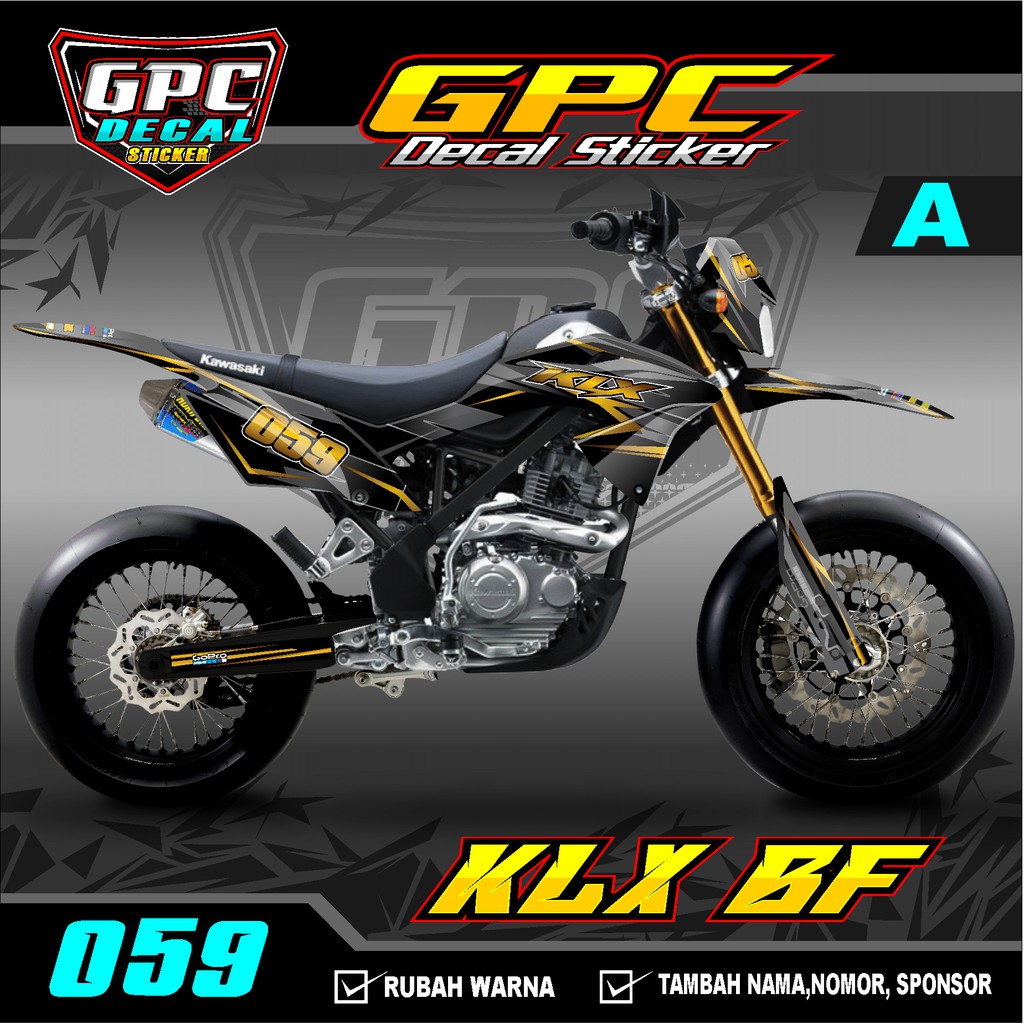 Decal Sticker KLX BF 150 Fullbody Custom Desain-Dekal stiker KLX 150 bf GOLD- 059