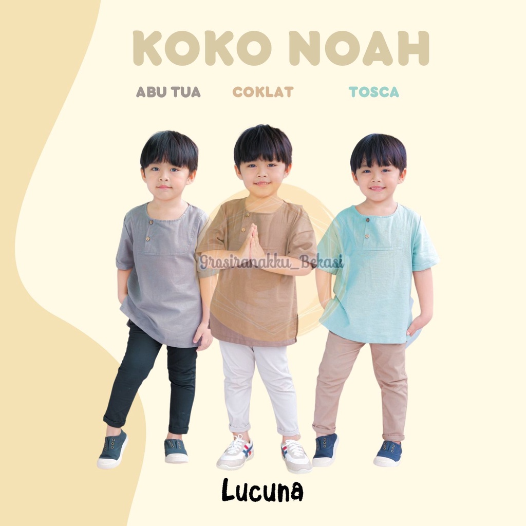 Koko Anak Noah Lucuna Linen Mix Warna 1-5tahun