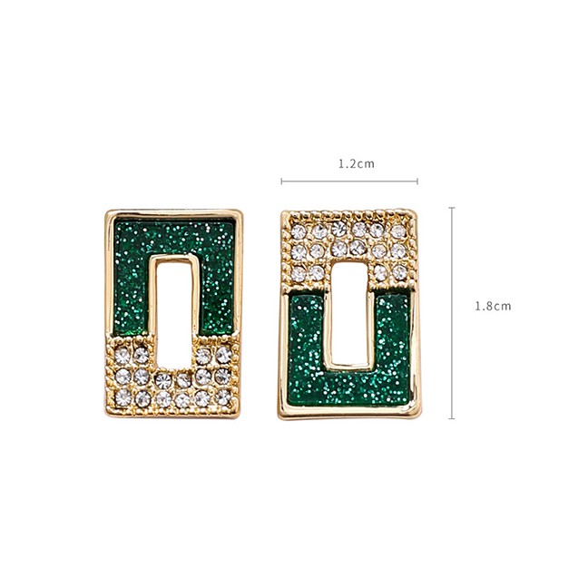 LRC Anting Tusuk Fashion S925 Silver Needle Geometric Mosaic Studded Hollow Earrings F6564X