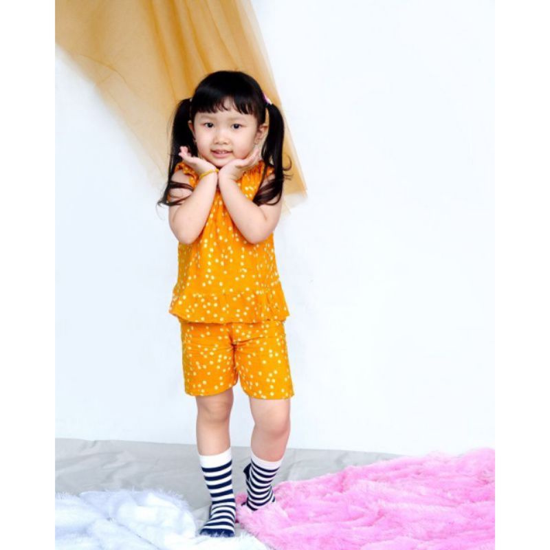 SETCEL (BABYDOL) Usia 1-2th Grosir baju anak perempuan cantik rayon murah santai bayi motif-1