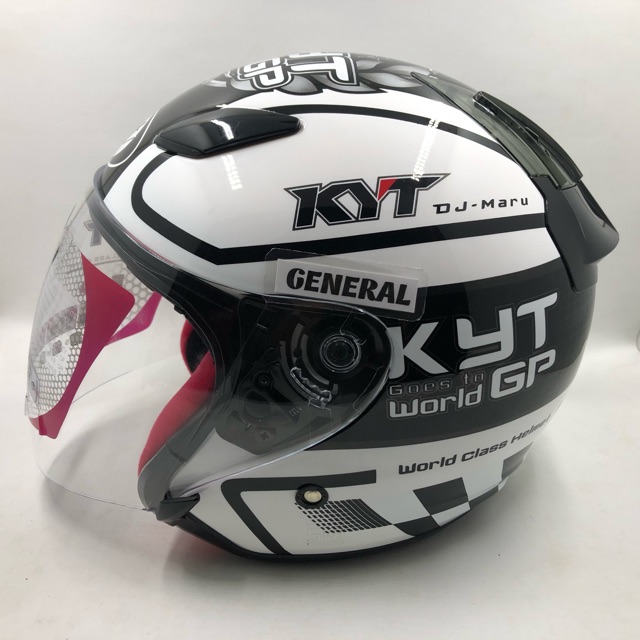 Helm KYT DJ Maru Motif 11 White Gunmetal Putih Abu Half Face