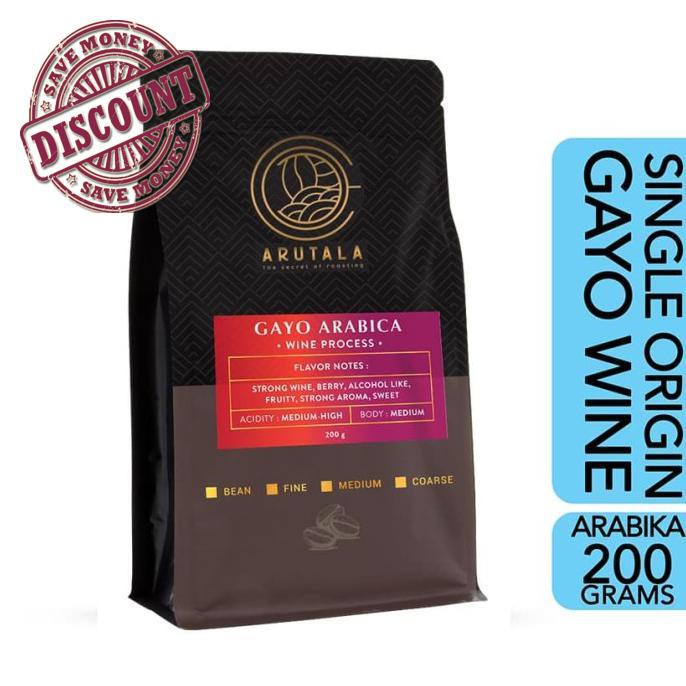 

Arutala Kopi Arabika Gayo Wine 200 Gram - Biji Terlaris