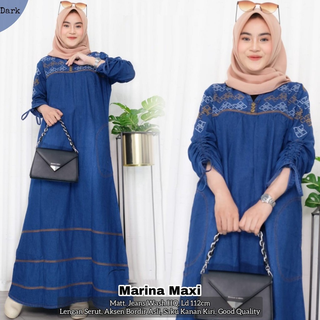 TAMARA MAXI JEANS GAMIS BORDIR MARINA MAXY DRESS BR