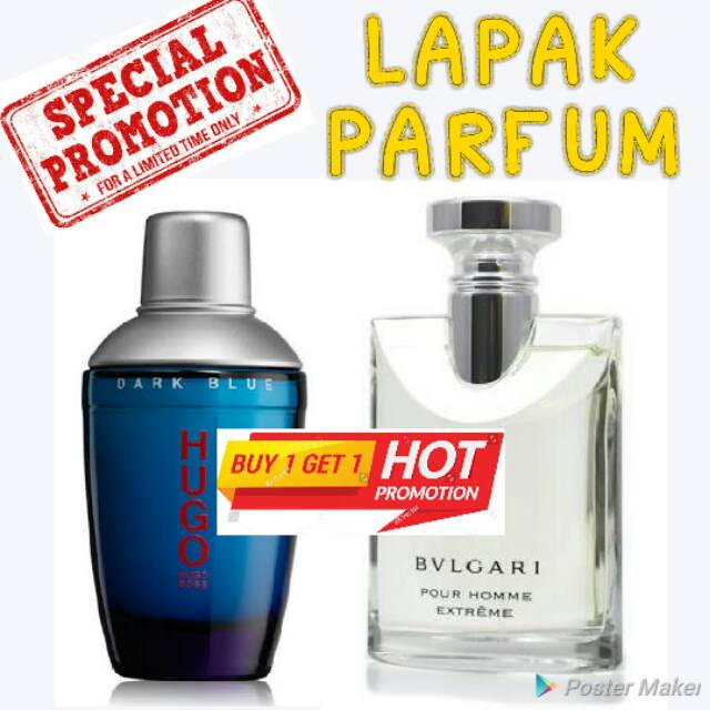 BELI 1 GRATIS 1 Parfum Hugo Boss Dark Blue dan Bvlgari Pour Homme Extreme