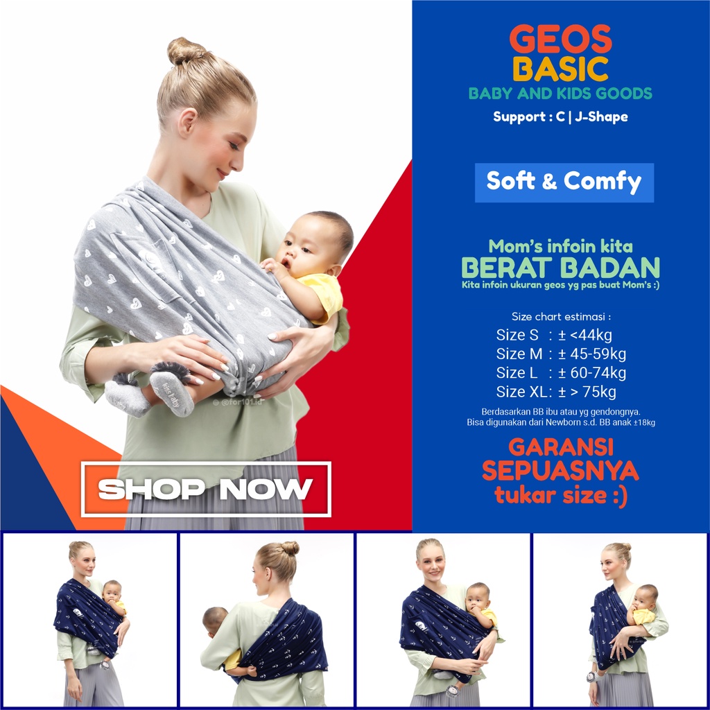 CIMOBABY Gendongan Bayi Samping Polos Motif Gendongan Kaos Geos CimoBaby Gendongan Anak