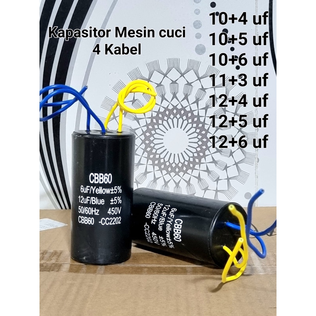 KAPASITOR MESIN CUCI 2 TABUNG 4KABEL UNIVERSAL SEMUA MERK SANYO SHARP SANKEN POLYTRON DLL