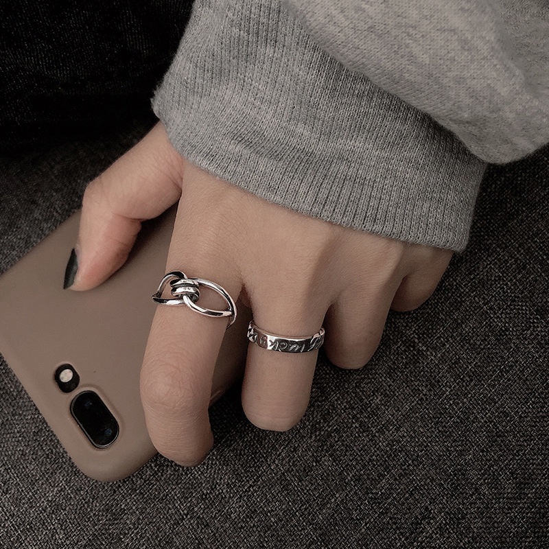 Murah❤️2 Pcs/Set Sepasang Cincin Retro Korea Terbuka Fashion  Finger Vintage Ring Pembukaan Yang Dapat Disesuaikan Wanita Pria Perhiasan Aksesoris Ready Stock