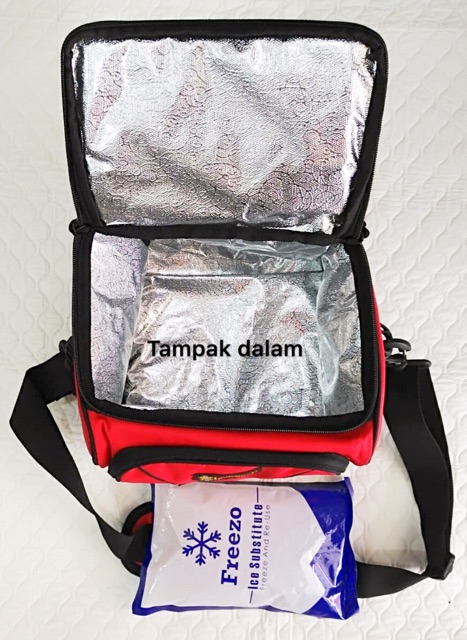Cooler bag polos tali panjang + 1 ice gel / warmer bag / tas ASIP / tas penahan suhu