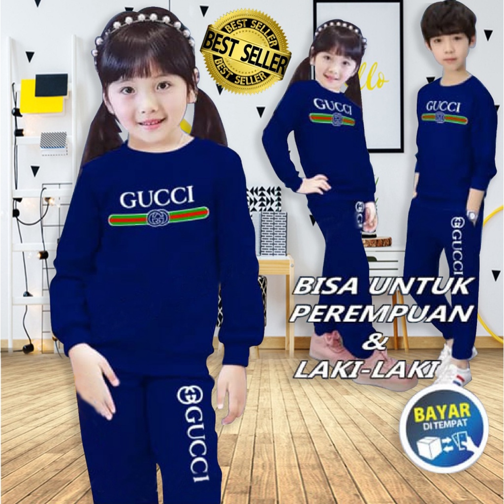 Setelan Olahraga GUCCI Anak/Training Olahraga Anak Cewek/Cowok Bahan Baby Terry