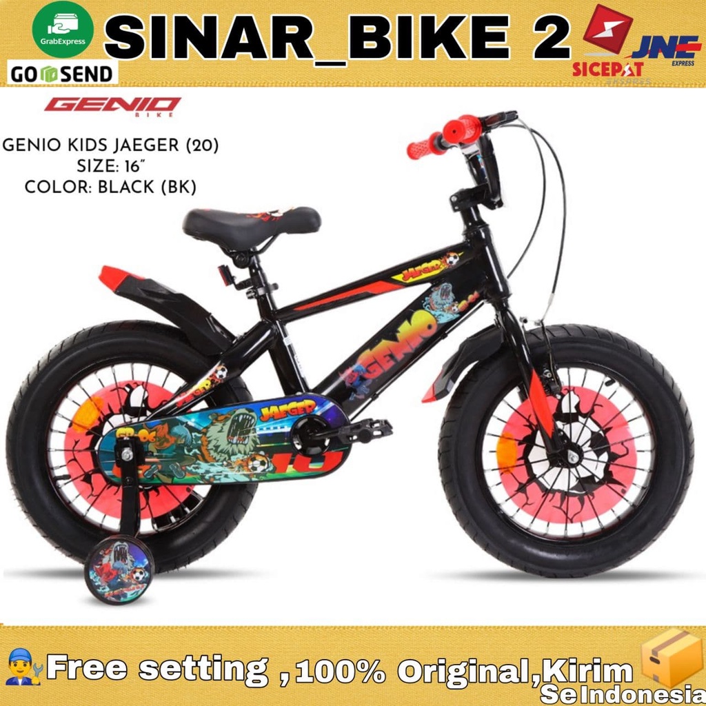 Sepeda Anak Laki BMX GENIO JAEGER KIDS Ukuran 12 16 18 Inch Ban Jumbo