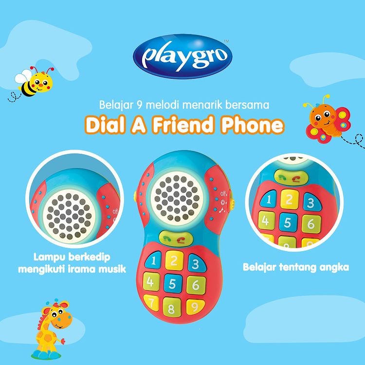 Playgro Mainan Anak Dial-A-Friend Phone 12m+