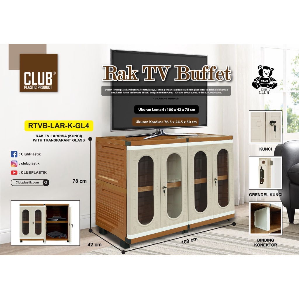 rak tv dengan kaca   rak tv dengan kunco   rak tv buffet dengan kaca club   rak tv club murah   rtvb