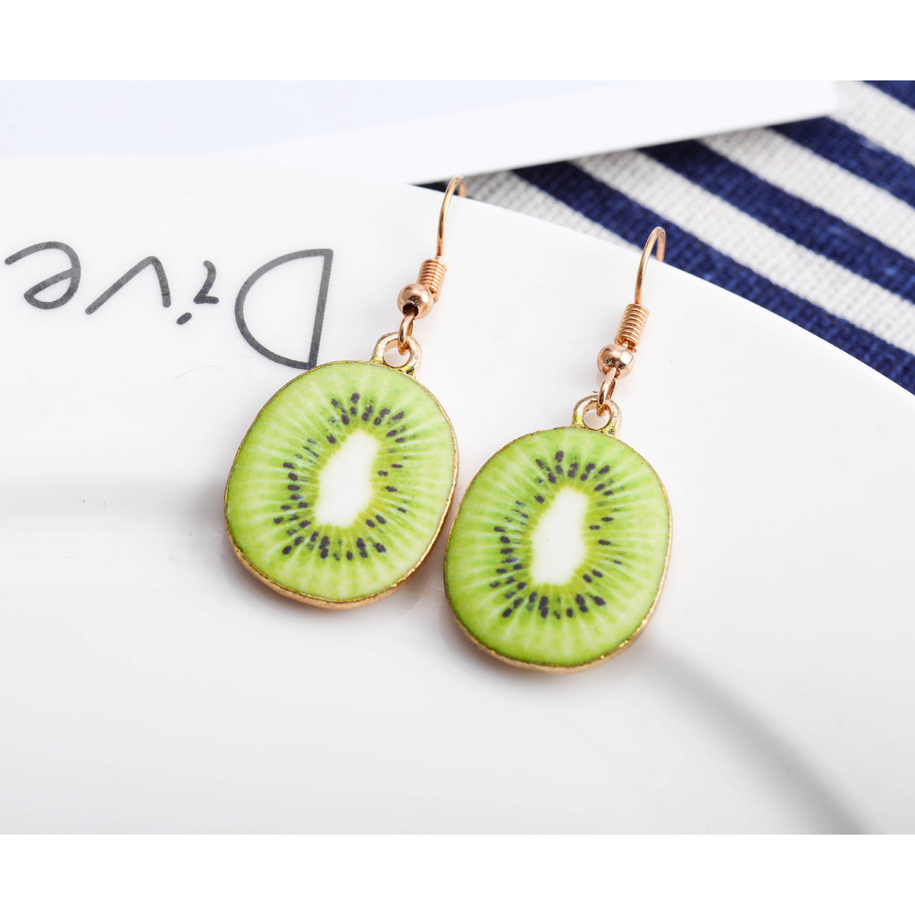 Anting wanita model korea terbaru bentuk buah buahan lucu imut bagus cocok untuk anak dan dewasa-Kiwi
