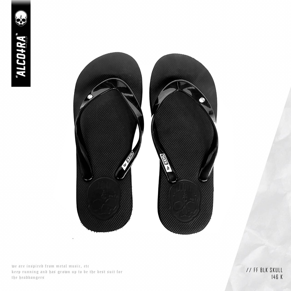 FLIP FLOP BLK SKULL / SENDAL HITAM SKULL / SENDAL JEPIT