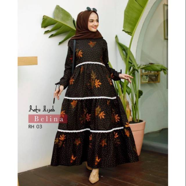 Gamis sogan rempel susun renda