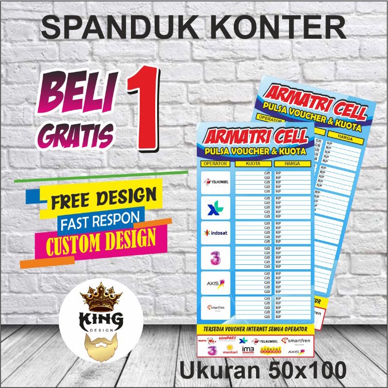 spanduk/banner/konter/pulsa/agen/pulsa/ukuran60x160/freedesain
