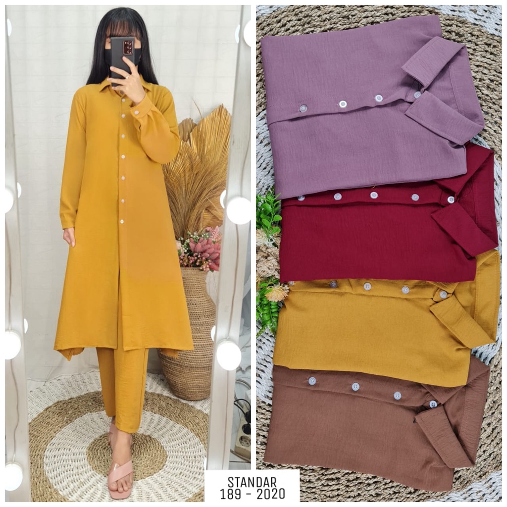 Set Long Tunik / Kancing Depan Belakang