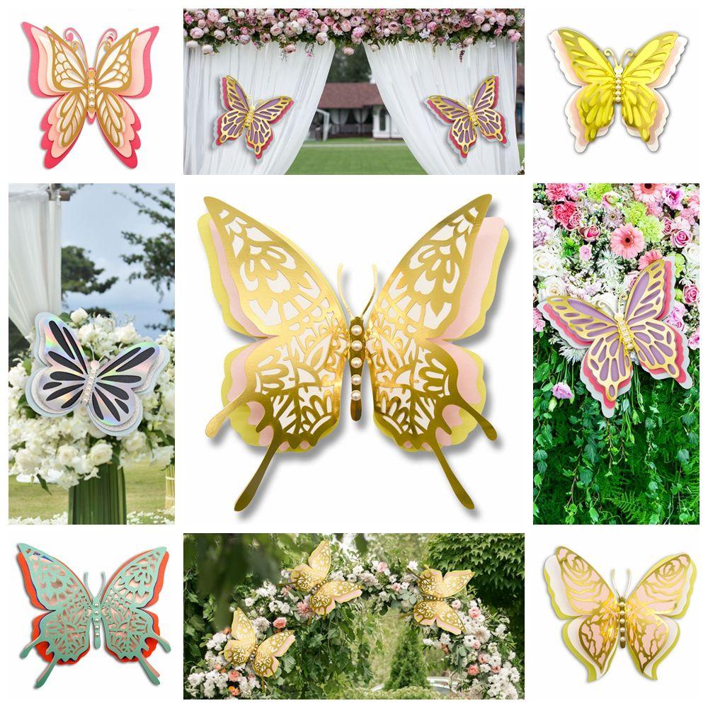 R-flower 3D Butterfly Stiker Hadiah Sovenir Pernikahan Dekorasi Rumah Empat Lapis