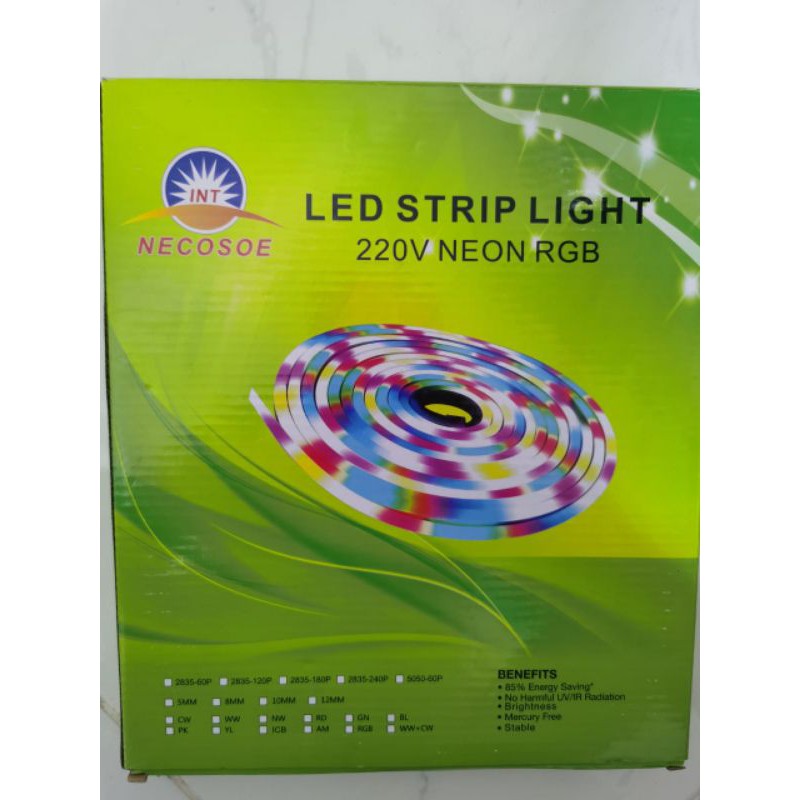 Neon Flexibe 220V RGB Lengkap Adaptor Controler Pangjang 5m FULL