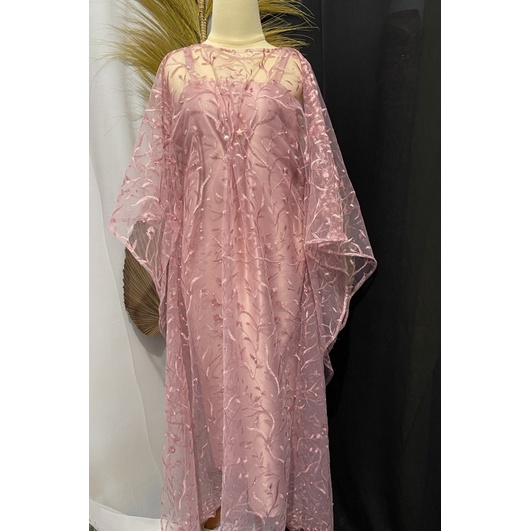 setelan kaftan pesta tile mutiara pearl dress kondangan bridesmaid