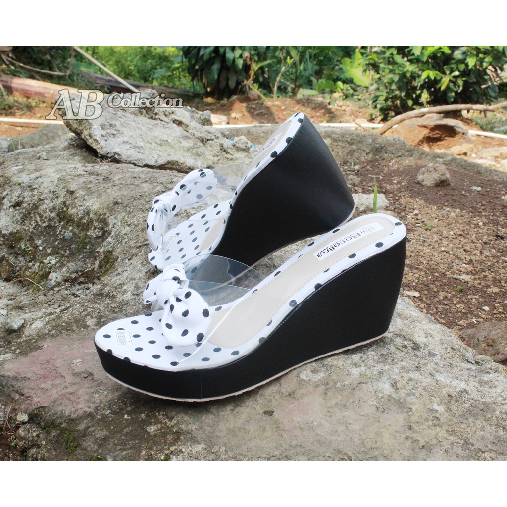 Sandal Wedges Wanita Polkadot Terbaru Sandal Wanita wedges Sandal Wedges Murah