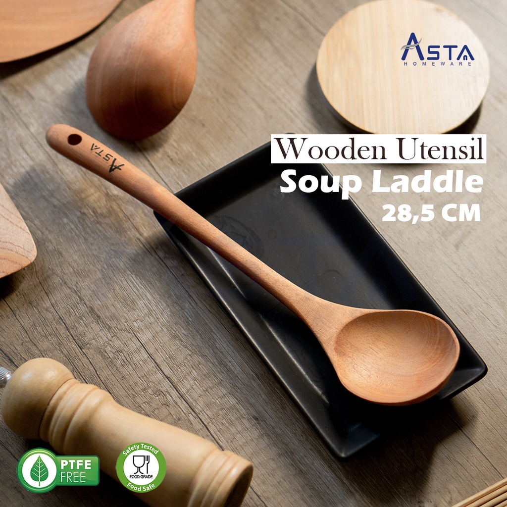 Laddle Silicon Soup Spatula- Soup Laddle silicon with wood handle Premium Style