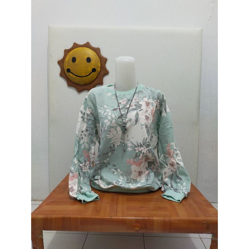 felisha/7050/atasan kaos import lengan panjang motif bunga